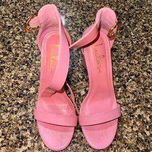 Lulu’s pink ankle strap heels